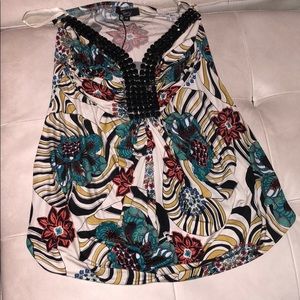 Sky halter off shoulder with studs colorful size M